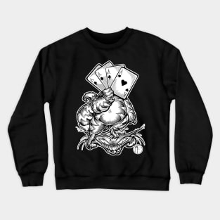 Cheshire Cat With Cards - White Outline Crewneck Sweatshirt